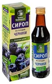 СИРОП НА РАСТИТЕЛЬНОМ СЫРЬЕ "ИЗ ПЛОДОВ ЧЕРНИКИ" 240 МЛ