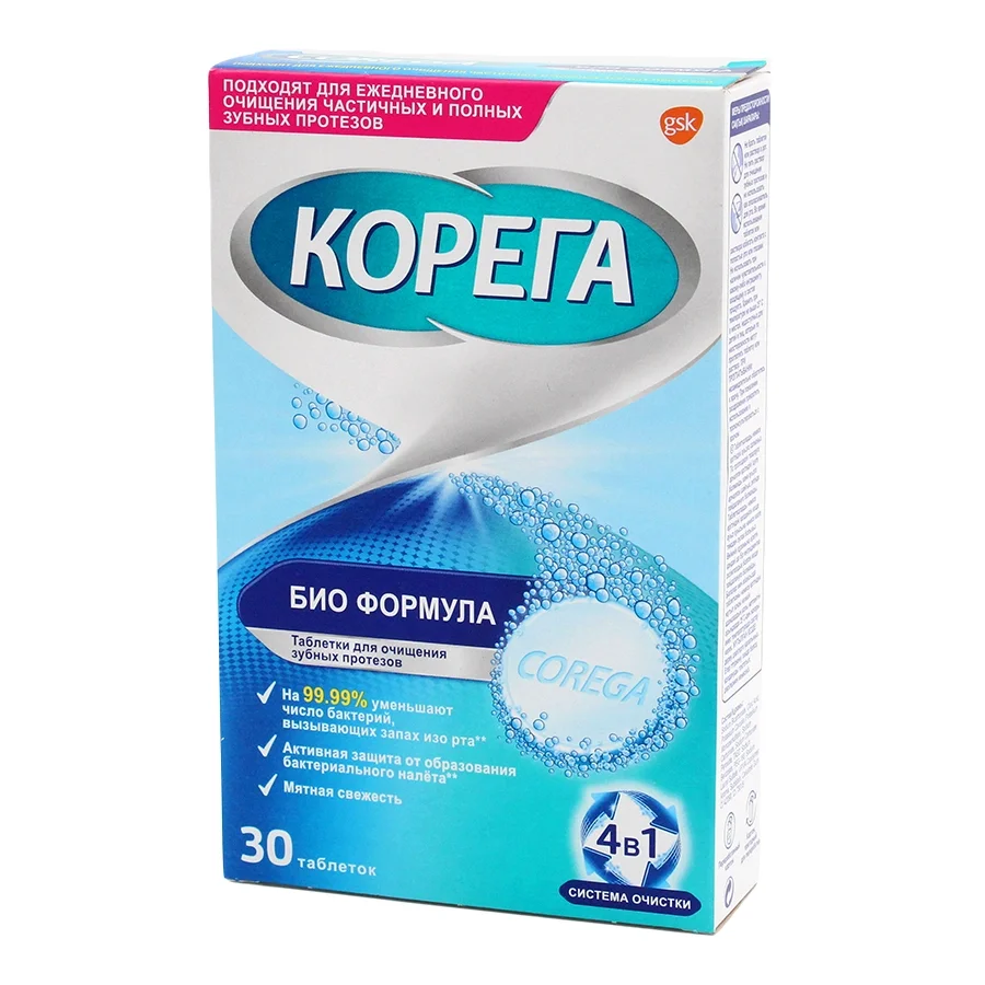 КОРЕГА БИО ФОРМУЛА ТАБ. Д/ОЧИСТКИ ЗУБ ПРОТЕЗОВ №30