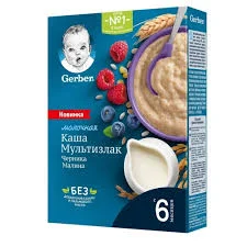 ДП ГЕРБЕР КАША МОЛ ЗЛАКИ ЧЕРНИКА МАЛИНА 180Г