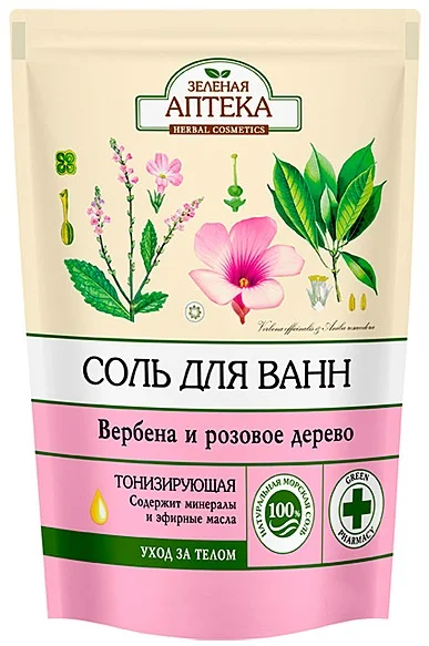 ЗЕЛЕНАЯ АПТЕКА СОЛЬ Д/ВАНН ВЕРБЕНА И РОЗОВОЕ ДЕРЕВО 500Г