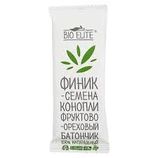 BIO ELITE ФРУКТОВО-ОРЕХОВЫЙ БАТОНЧИК ФИНИК-СЕМЕНА КОНОПЛИ 35 ГР